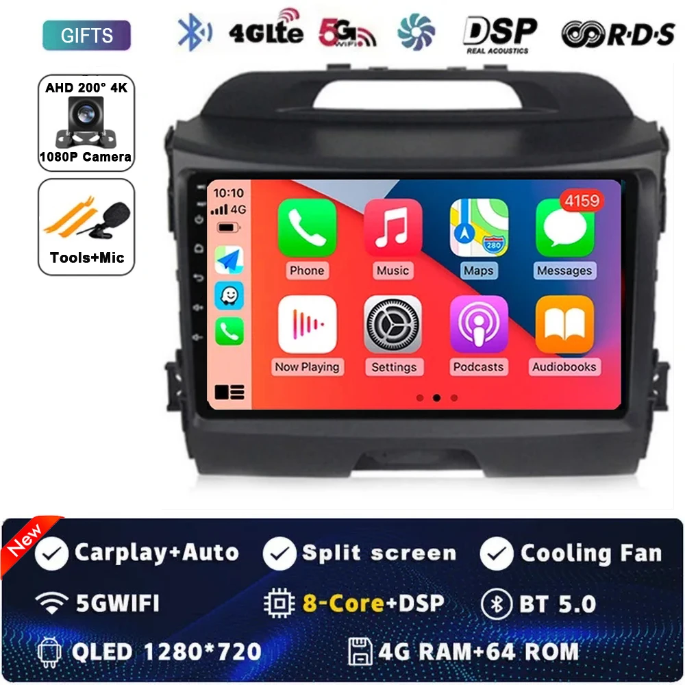 Android 15 Autoradio Android Voor KIA Sportage 3 Sportage R 2010-2016 Carplay Multimedia Speler autoradio 4G wifi Qualcomm 2din