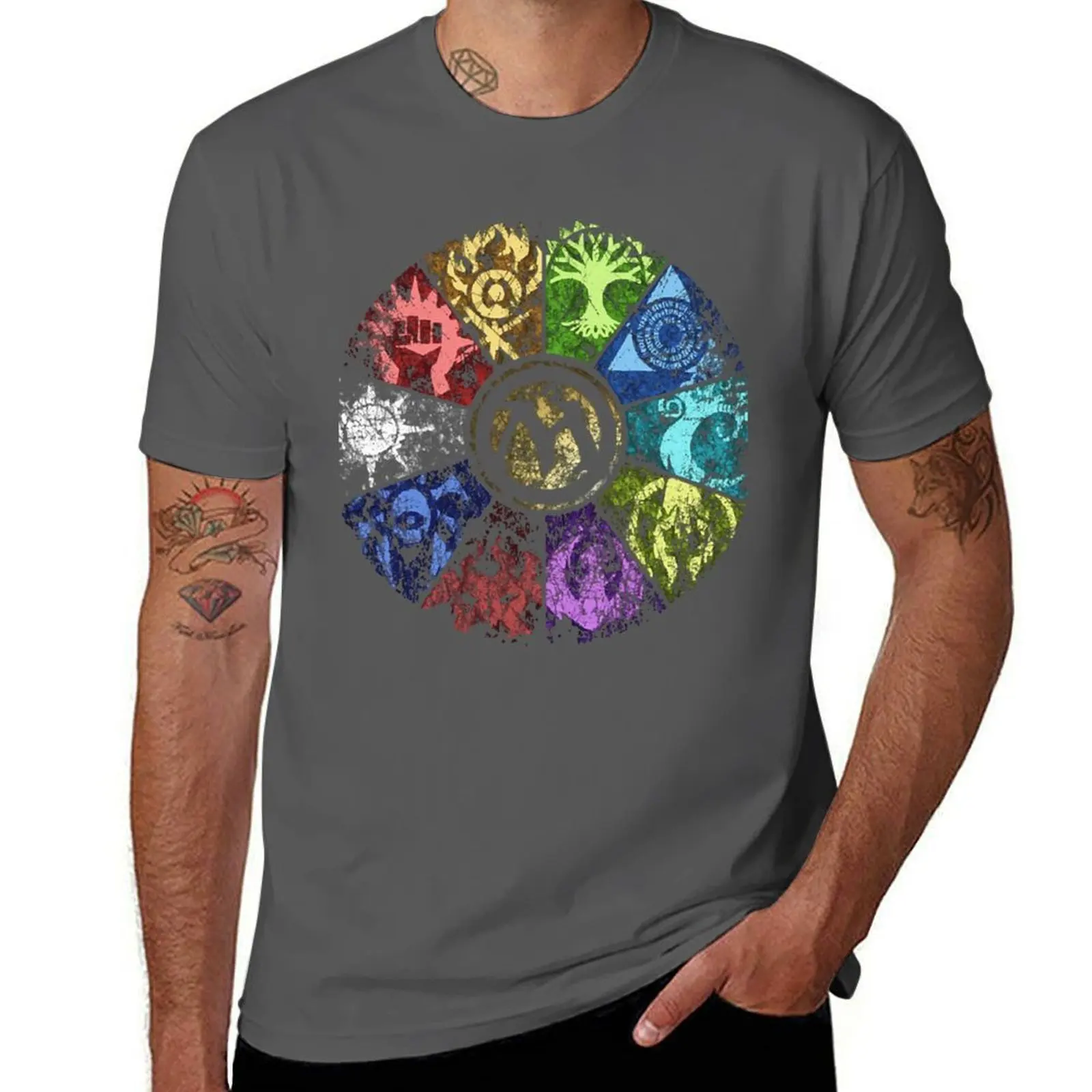 

MTG Faded Guild Wheel T-Shirt Basic Short Sleeve Cotton Blend T-Shirt