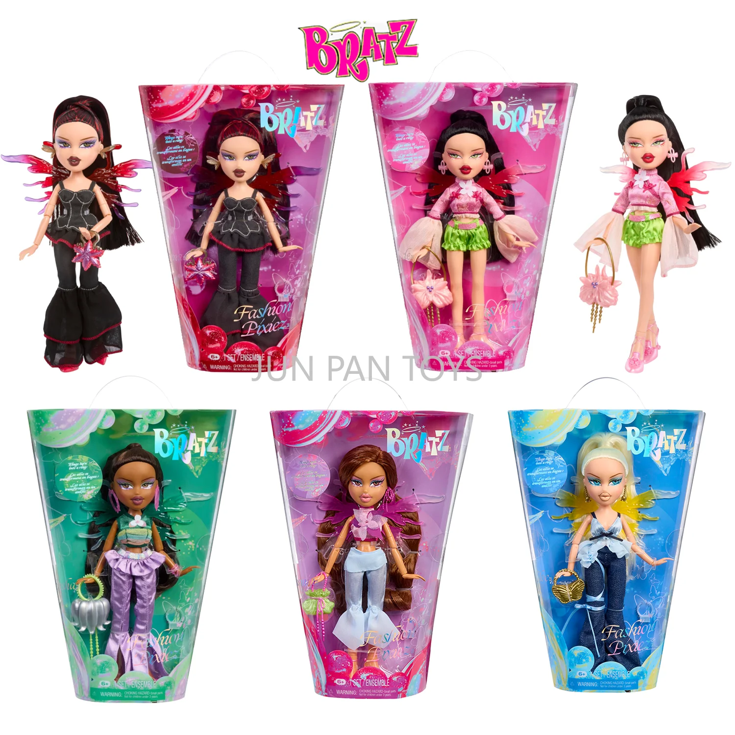 Muñeca Original Bratz Fashion Pixiez Yasmin Cloe Sasha Jada Lina, Figura Coleccionable de Fantasía con Alas, Juguete de Vestir para Niñas, Regalo