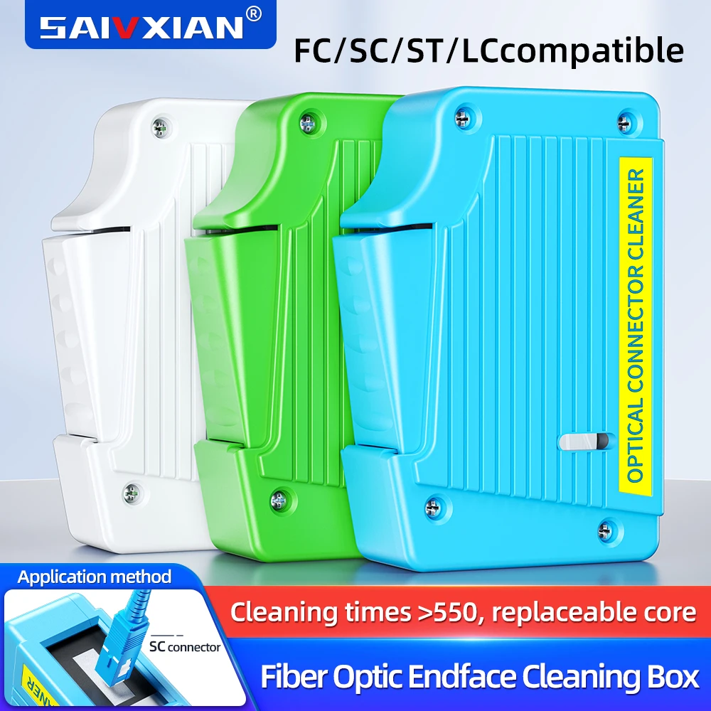 SAIVXIAN A-550 Fiber End Face Cleaning Box Pigtail Cleaner Cassette Fiber Wiping Tool Ftth Optic Fiber Cleaner Tools  SC/ST/FC