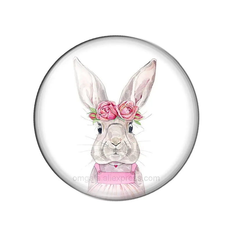 Happy Easter Day Spring Rabbit egg 10pcs 12mm/18mm/20mm/25mm Round photo demo glass cabochon flat back Making findings