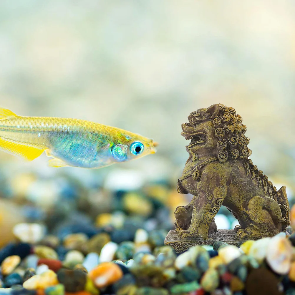 

2 Pcs Lion Figure Ornament Small Statue Figurines Home Decor Aquarium Terrarium Lions Accessories