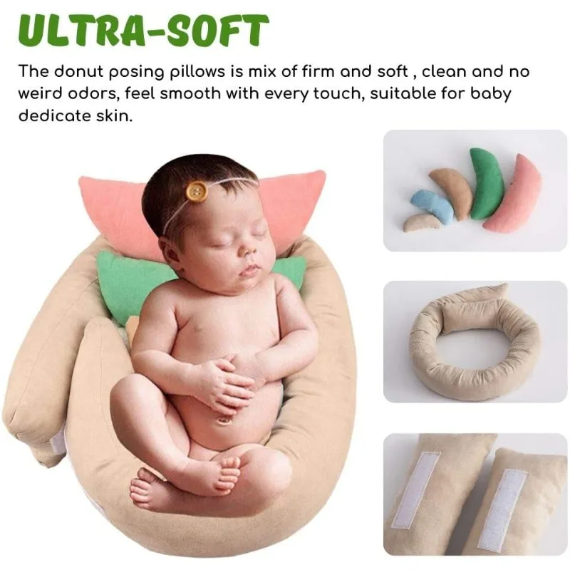 6-点セット新生児写真撮影小道具ベビームーンドーナツ枕プロのポーズ枕セット-0-6-メートル超ソフトサポート