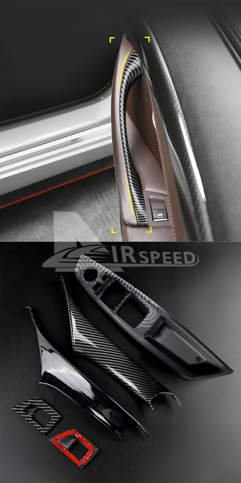 AIRSPEED für BMW F10 F11 520i 523i 525i 528i 530i 5er 2011–2017, hochwertiger ABS-Beifahrertürverkleidungsgriff, LHD RHD – Detail 6