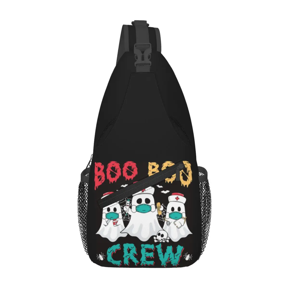 Boo Boo Crew Nurse Halloween Ghost Costume Chest Bag Men Sling Crossbody Backpack Chest Bag Traveling Daypack Shoulder Bag