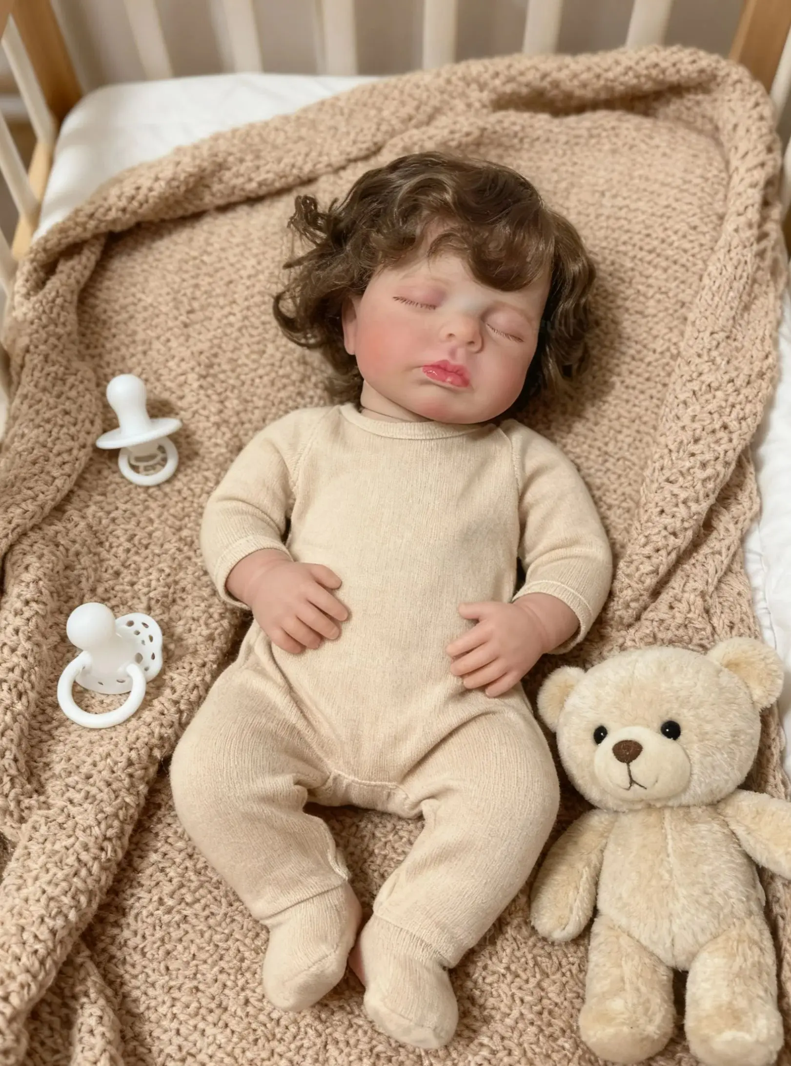 

20 Inch Lifelike Reborn Doll Kit Loulou - Unpainted with 3D Skin Veins Rooted Hair DIY Doll Making Parts