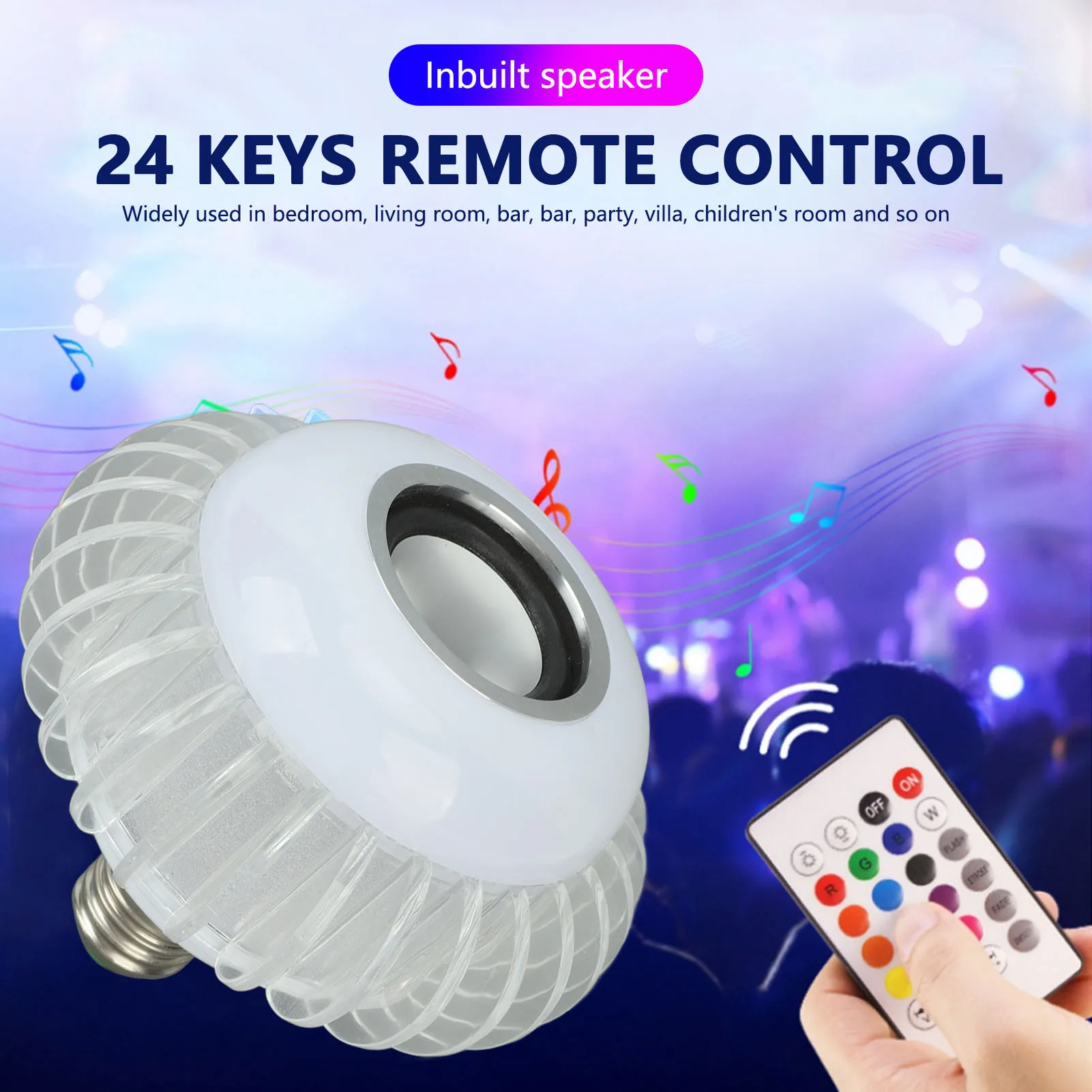 ZK50 Smart LED Light Bulb Wireless Bluetooth Light Bulb Speaker E27 RGB Color Changing Light Bulb With 24 Keys Remote Control