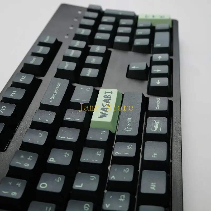 LX0B Green Wasabi Mustard Keycaps PBT Sublimation لوحة المفاتيح الميكانيكية الأصلية مجموعة كاملة من السوشي 142 مفاتيح المفاتيح