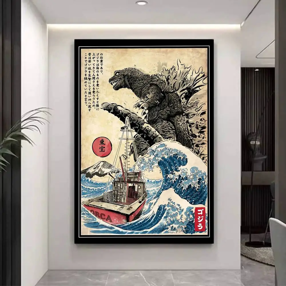 G-Godzillas Anime Self-adhesive Art Poster Retro Kraft Paper Sticker DIY Room Bar Cafe Stickers Wall Painting view 6