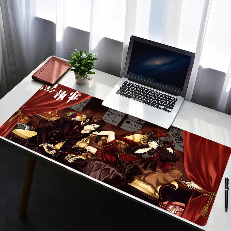 Mouse Pad PC Non Slip Rubber HD Mousepad Laptop Gamer Cabinet Keyboard Pad Office B-black Butler Computer Gaming Desk Mouse Mat