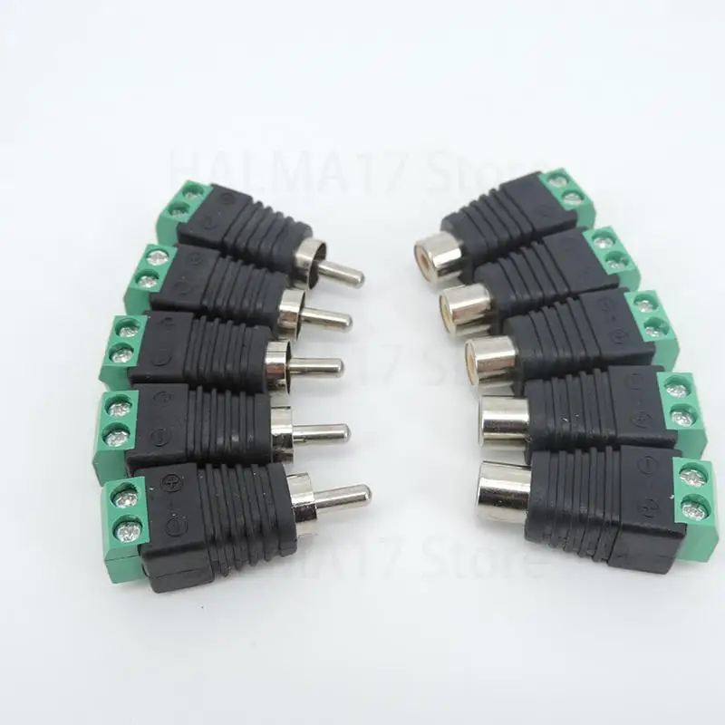 

Audio Video RCA Male Plug & RCA Female Jack Screw Terminal Connector Block Adapter AV for CCTV Camera Speaker Wire Cable J17