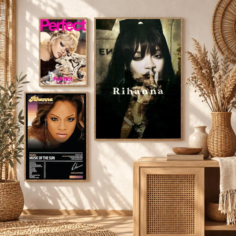 Luxury R&B Singer R-Rihanna Painting Calligraphy Modern Canvas Wall Art Prints for Living Room Decor | Wall Decals
