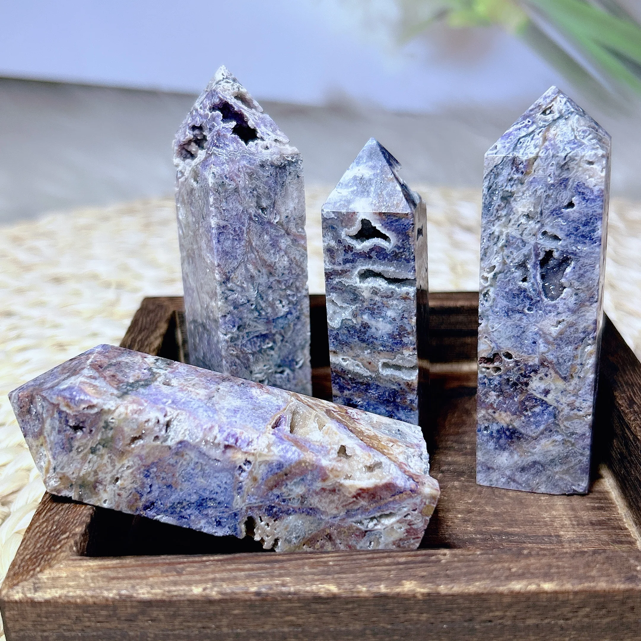 

Natural Wholesale Crystal Purple Sphalerite Druzy Tower Geode GemStone Ore Point Mineral Mediation Healing Reiki Gift