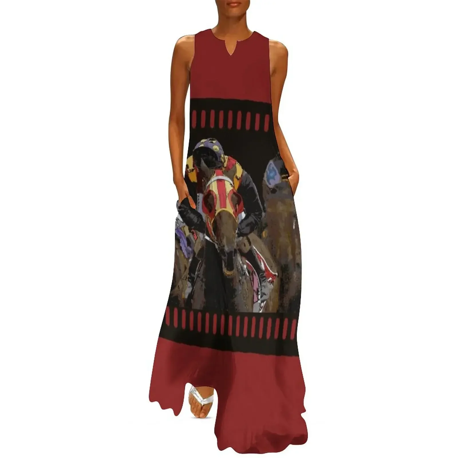 

Horse Racing on a Film Strip Long Dress women long dresses women evening dress Women's dress