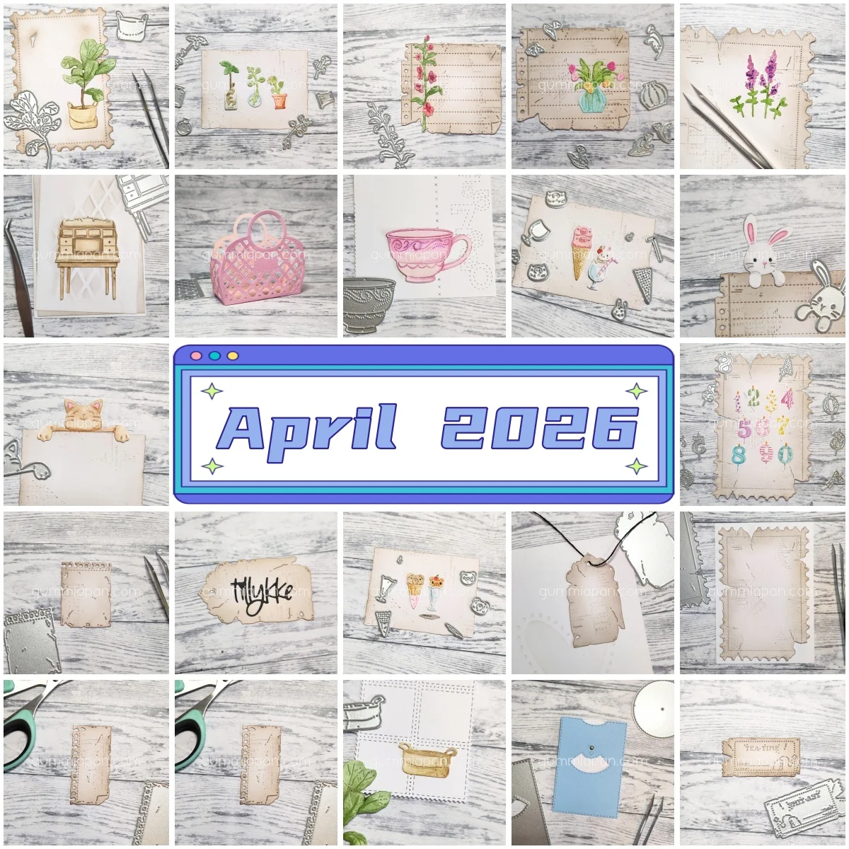 April 2026 Mini Katt Cat Teapot Bag Tag Cacti Metal Cutting Dies For DIY Making Card Scrapbook Embossed Template Decoration