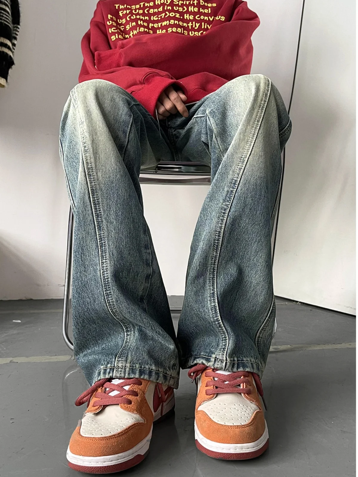 

Мужские джинсы в американском ретро-стиле, весенне-осенние, свободные, прямые, расклешенные, широкие брюки Haome, длинные штаны