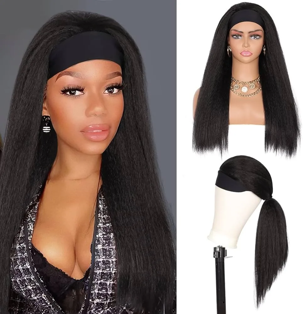 

Недорогой синтетический парик-повязка – текстуры Yaki Straight и Kinky Straight, не требует клея для быстрой установки, натуральный матовый эффект