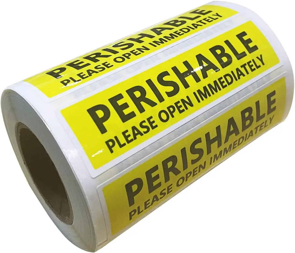 

Top label Perishable Shipping Stickers for Packing,Fluorescent Yellow Shipping Lables Stickers,4x1 Inch,500 Pcs Per Roll
