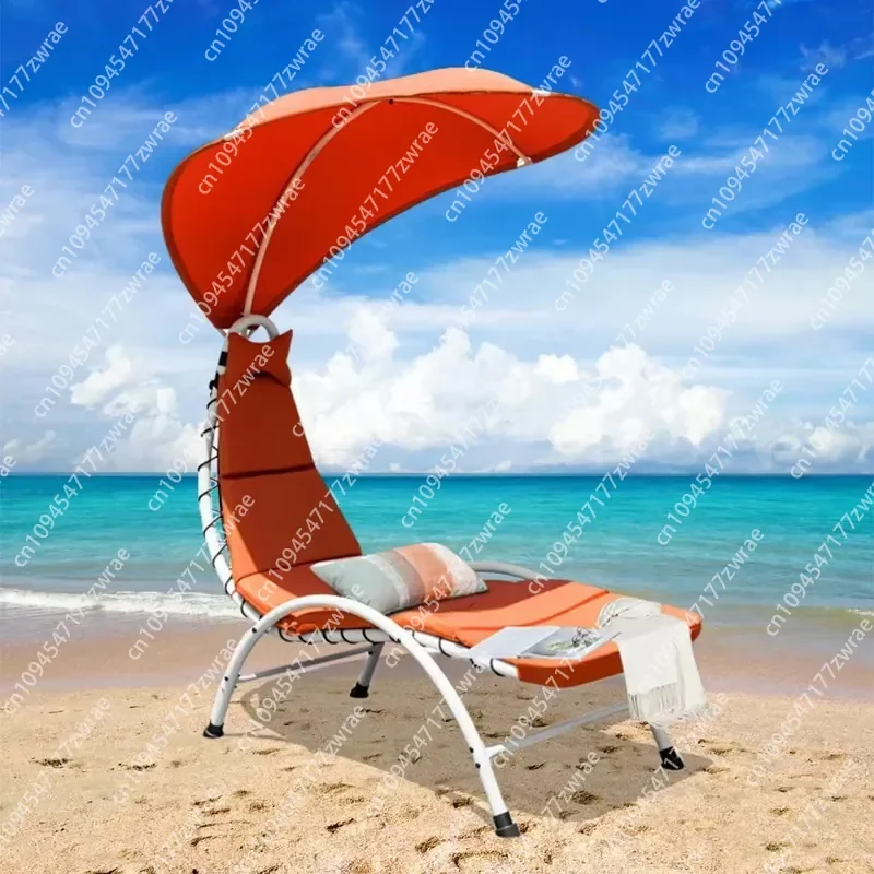 1PC Canopy-Attached Patio Hammock Chaise Lounger Chair for Sunbathing