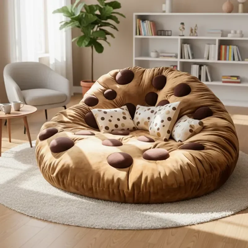 Bean Bag Chair Cookie Shape Soft Plush Comfortable Living Room Modern Home Decor Lazy Sofa SkinFriendly Floor Cushion Large