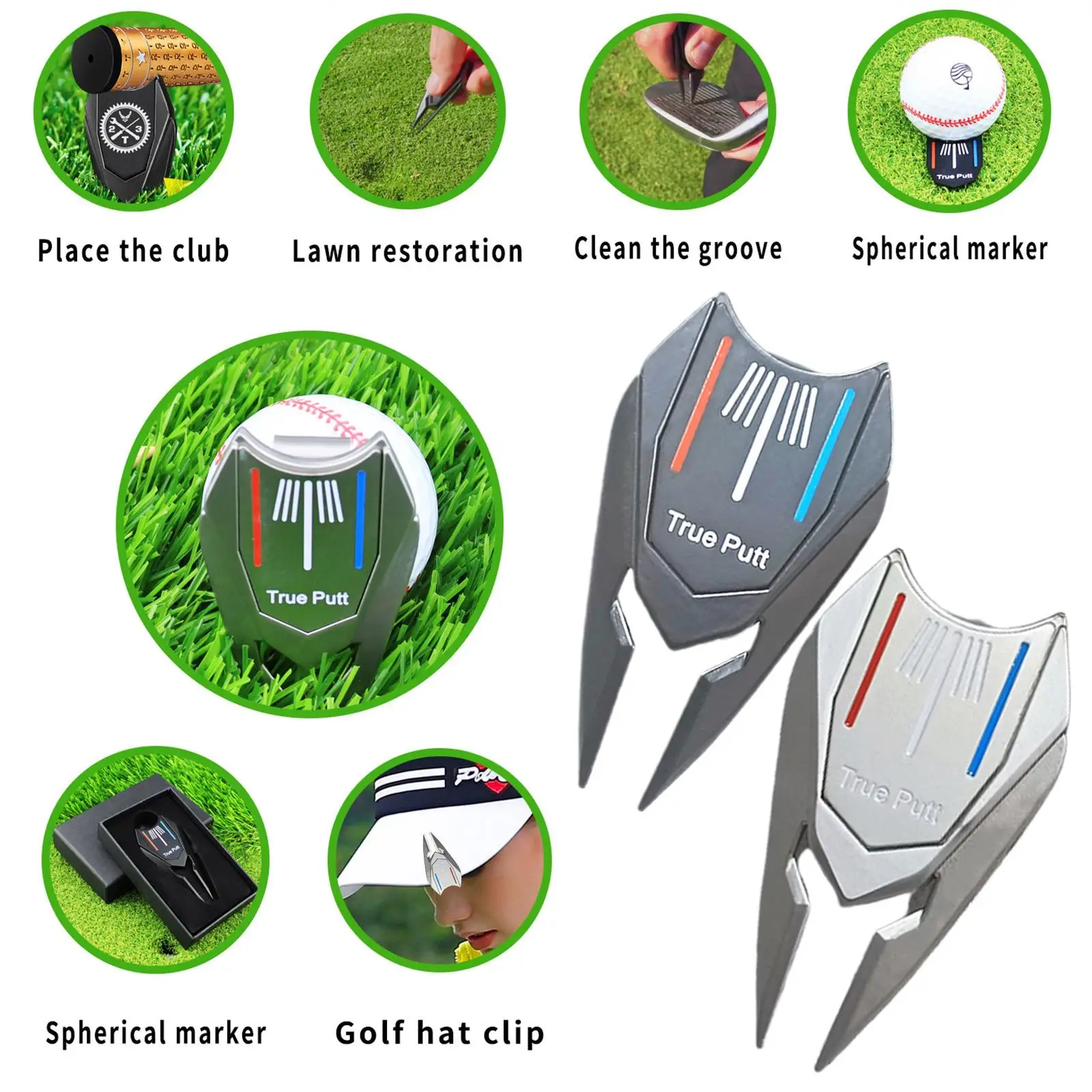 1PCS True Putt Tool & Marker New Golf Putter Accessory Fork Golf Tool Golf Aid Alignment Ball Equipment Marker Golf D2E4