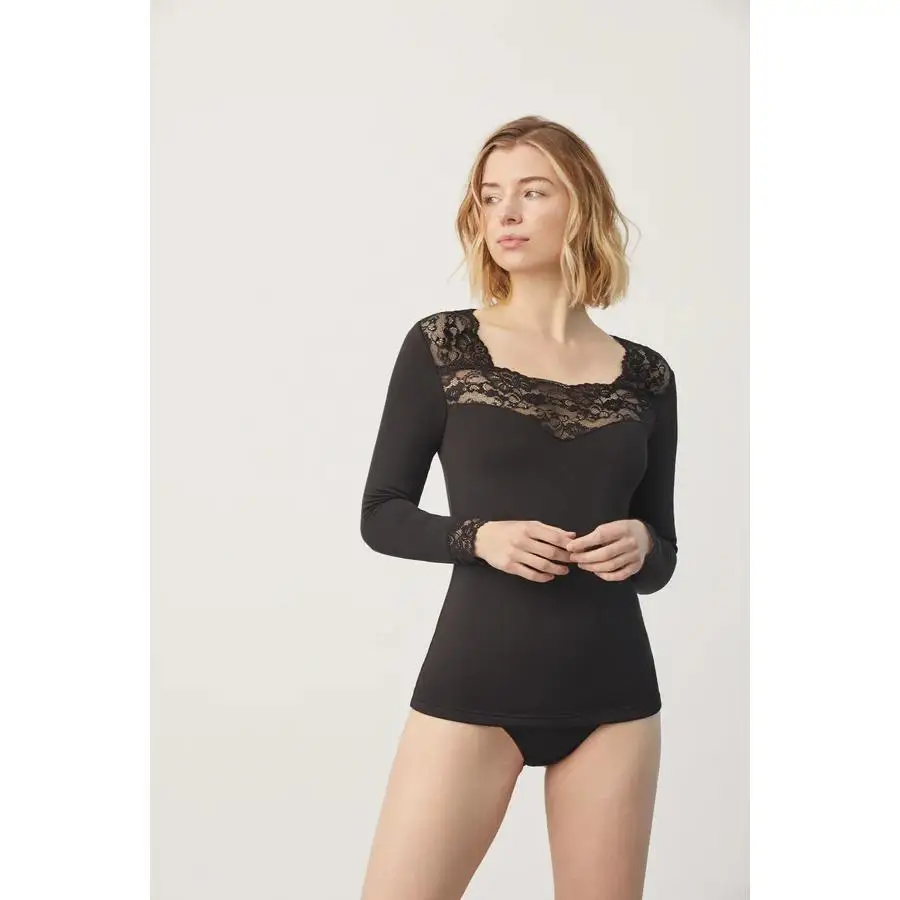 Camiseta Térmica Ysabel Mora Manga Larga Negra