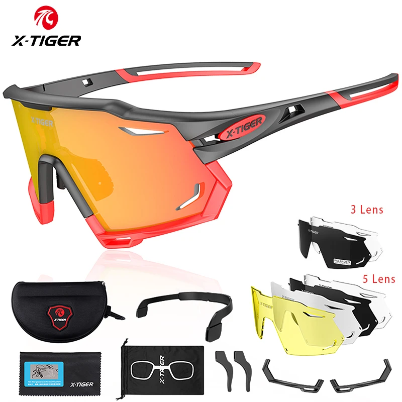 X-TIGER Cycling Glasses UV400 Photochromic Cycling Sunglasses Sports Polarized Men's Sunglasses MTB Racing Bike Glasses Eyewear