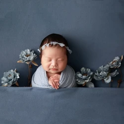 Algodão gaze Swaddle cobertor do bebê, envoltório macio, arco Headband, Adereços Fotografia, Estúdio Infantil Foto Acessórios, recém-nascido, 0-1 mês