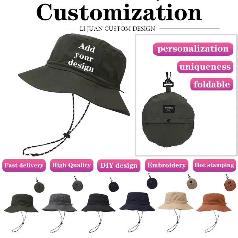 Customized Waterproof Fisherman Hat for Women Suitable for Storage Summer Thin Quick Drying Hiking Cap Outdoor Sun Hat for Men