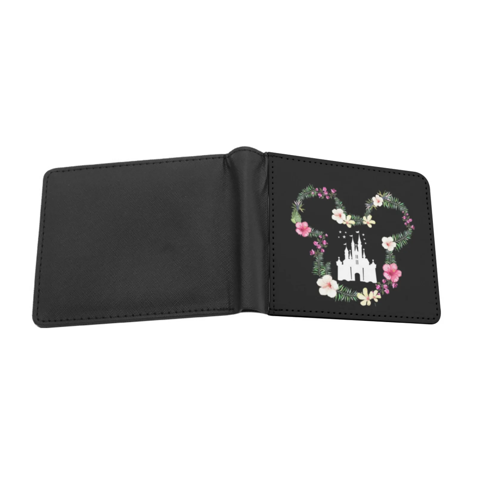 Flower Mouse Castle Men Wallets Card Man Wallet Short Purse Bi-Fold Personalized Purses World Walt World Magic Kingdom