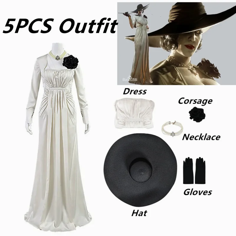 Alcina Dimitrescu Lady Dimitrescu Косплей Костюм Женская Юбка Вечернее Платье Хэллоуин Карнавальный Костюм Платье Для Девочек