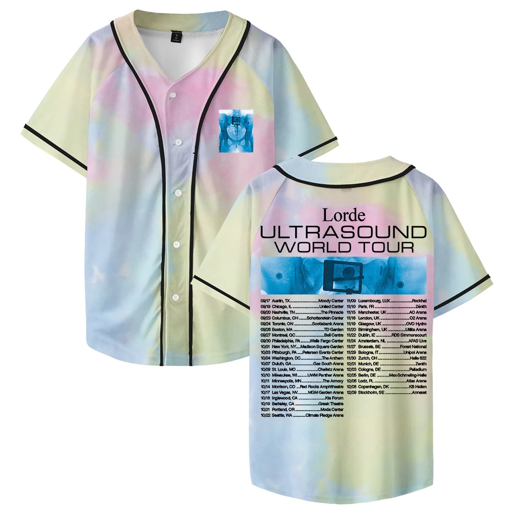 

GF Lorde The Virgin Tour Бейсбольная майка с короткими рукавами на пуговицах Мужчины Женщины Уличная одежда Топы 2025 Ultrasound World Tour