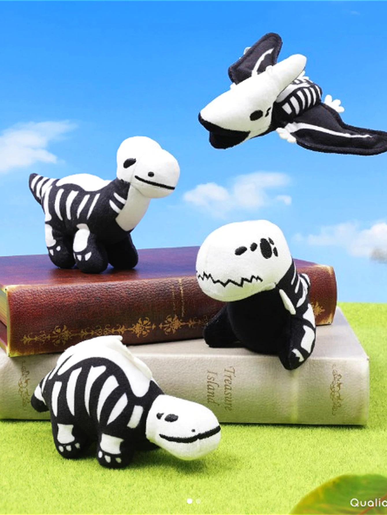 Qualia cápsula brinquedos bonito dinossauro de pelúcia brinquedo de pelúcia versão fóssil tiranossauro stegosaurus pteranodon bc figuras pingente de pelúcia