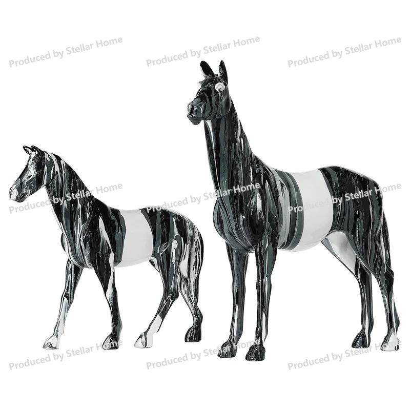

Nordic Light Luxury Flowing Color Horse Ornament Living Room Office Study Desktop Home Decoration