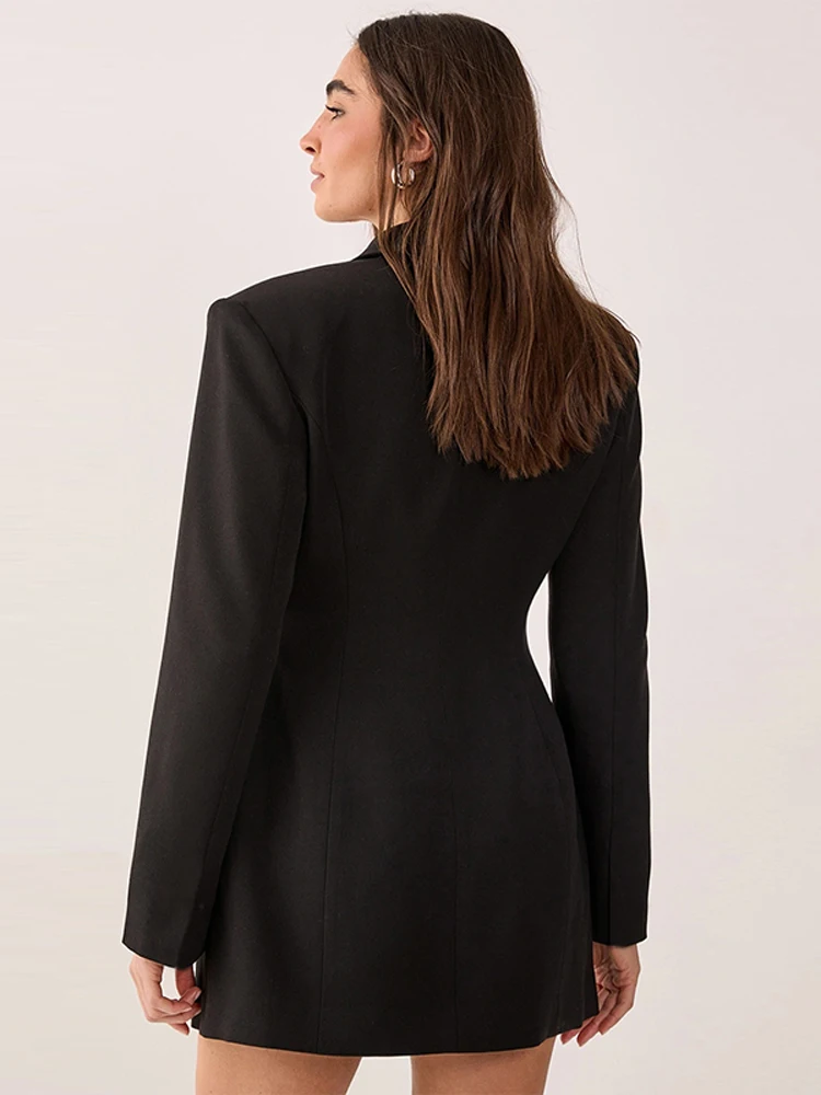 Elegante feminino blazer vestido com cinto estilo britânico moda lapela manga longa magro vestidos curtos 2026 primavera nova senhora jaquetas