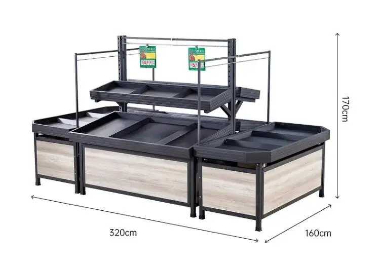 

Супермаркет Двойной однослойные полки для овощей и фруктов, полки для сухих фруктов