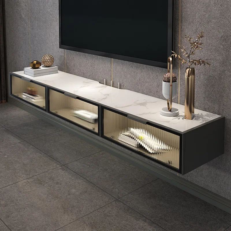 Nordic High End Wall Mounted Slate Tv Cabinet Modern Minimalist Living Room Storage Tv Stands Creative Home Furniture