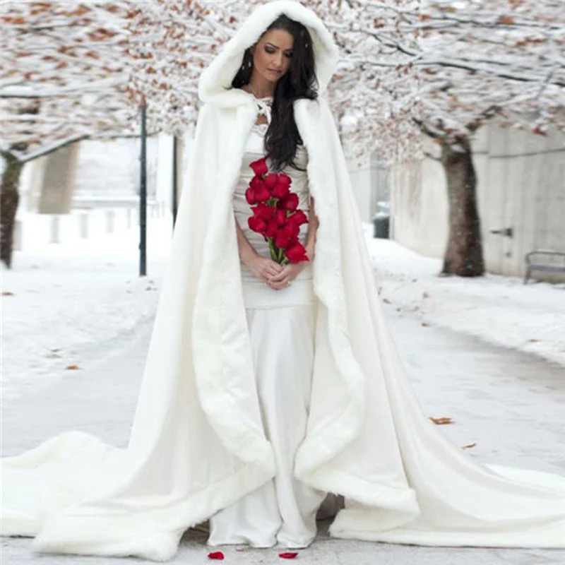 Keep warm in winter Wedding Cape Bridal Jacket Wrap Shawl Floor length Party Wraps Long Accessories Satin Shawl Coat Cloak