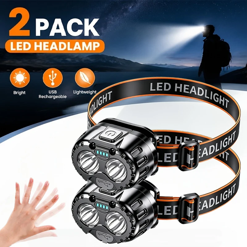 

Ultra-Bright Headlamp LED Head Flashlight Rechargeable Adjustable Light with Magnetic Head Torch Outdoor Camping Fishing