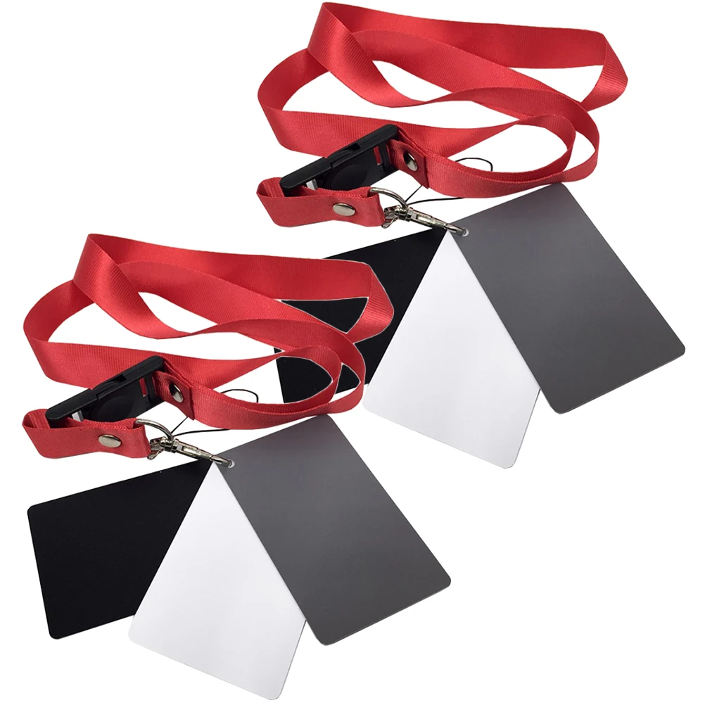 

2pcs Black White Gray Color Checker Card with Neck Strap for Exposure Photography Video Shooting Accurate Balance