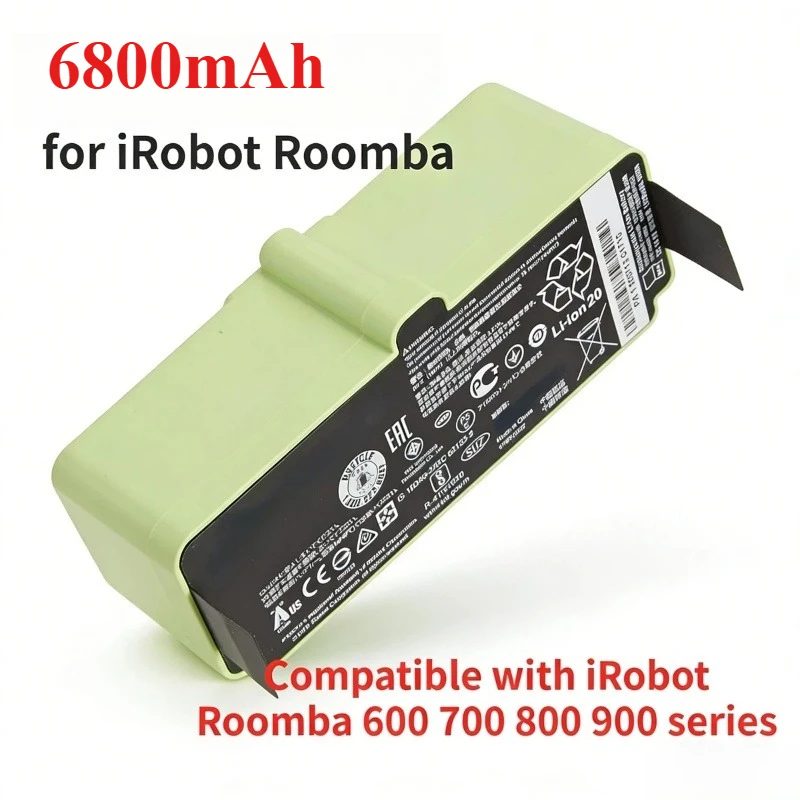 

14.4V 6800mAh Li-ion Replacement Battery for IRobot 900 800 700 600 Series Vacuum Cleaner 960 980 895 890 860 690 680 675