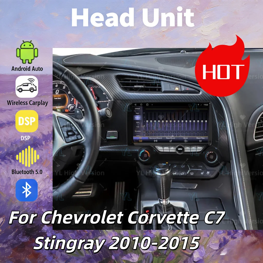 

CarPlay для Chevrolet Corvette C7 Stingray 2010-2015, Android 13, автомобильная магнитола, GPS, мультимедийный плеер, стереосистема, головное устройство, BT 5.0, 4G