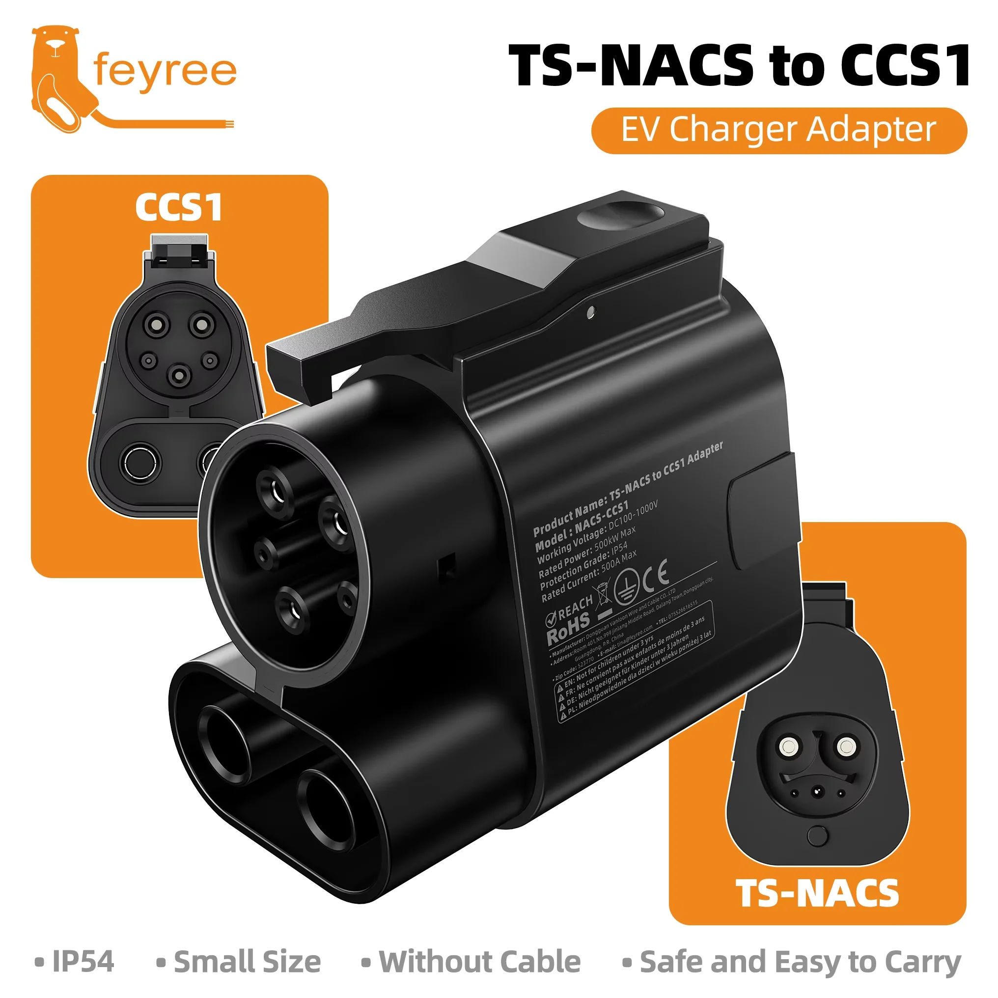 Feyree GM Car NACS to CCS1 Adapter Compatible with DC NACS Supercharger DC V1/V2/V3/V4 TS-NACS to CCS1 Adapter for Ford Rivian