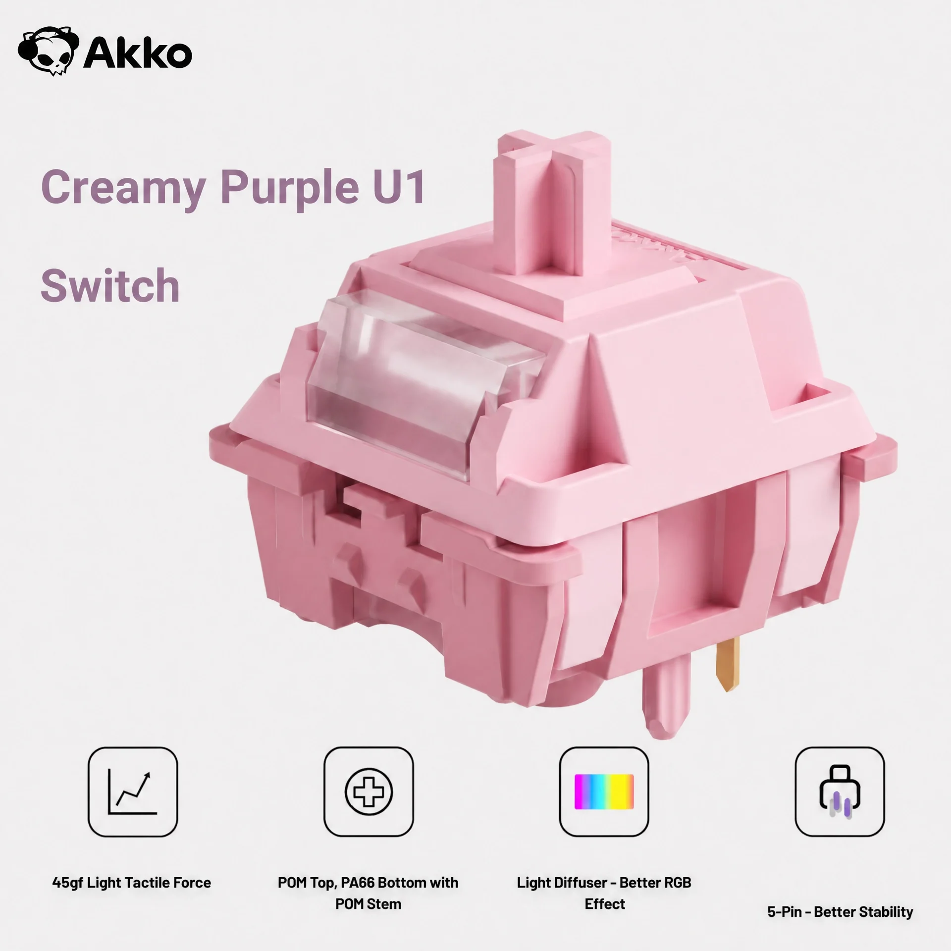 Top Tablet Accessories - Akko Creamy Purple Tactile U1 Switch