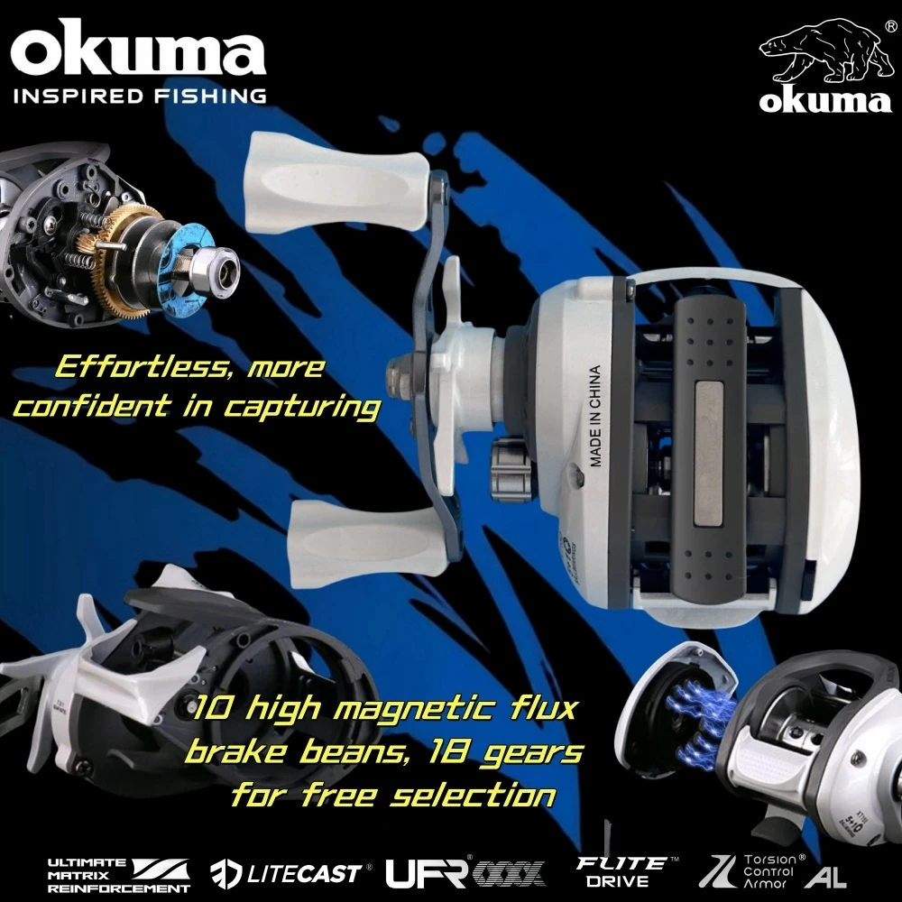 Imagem -06 - Okuma Baitccasting Far Throw Carretéis de Pesca Drip Reels 8kg Max Drag Ultra Light Gear Ratio 7.0:1 Gift Line