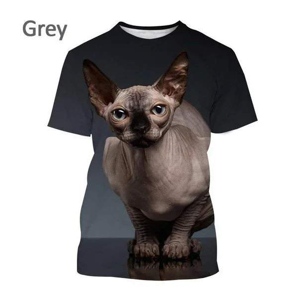 2024 Summer Hot 3D Printed Men\'s T-shirt Personality Animal Sphinx Cat Print Fashion Casual Plus Size Loose Fashion Top