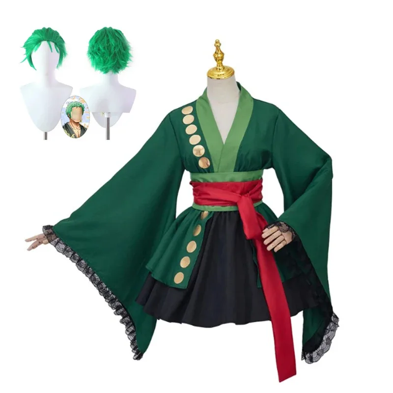 Roronoa Cosplay Costume Anime Halloween Outfits One Kimono Piece Robe Cloak Belt Full Suit Outfit for Woman Men