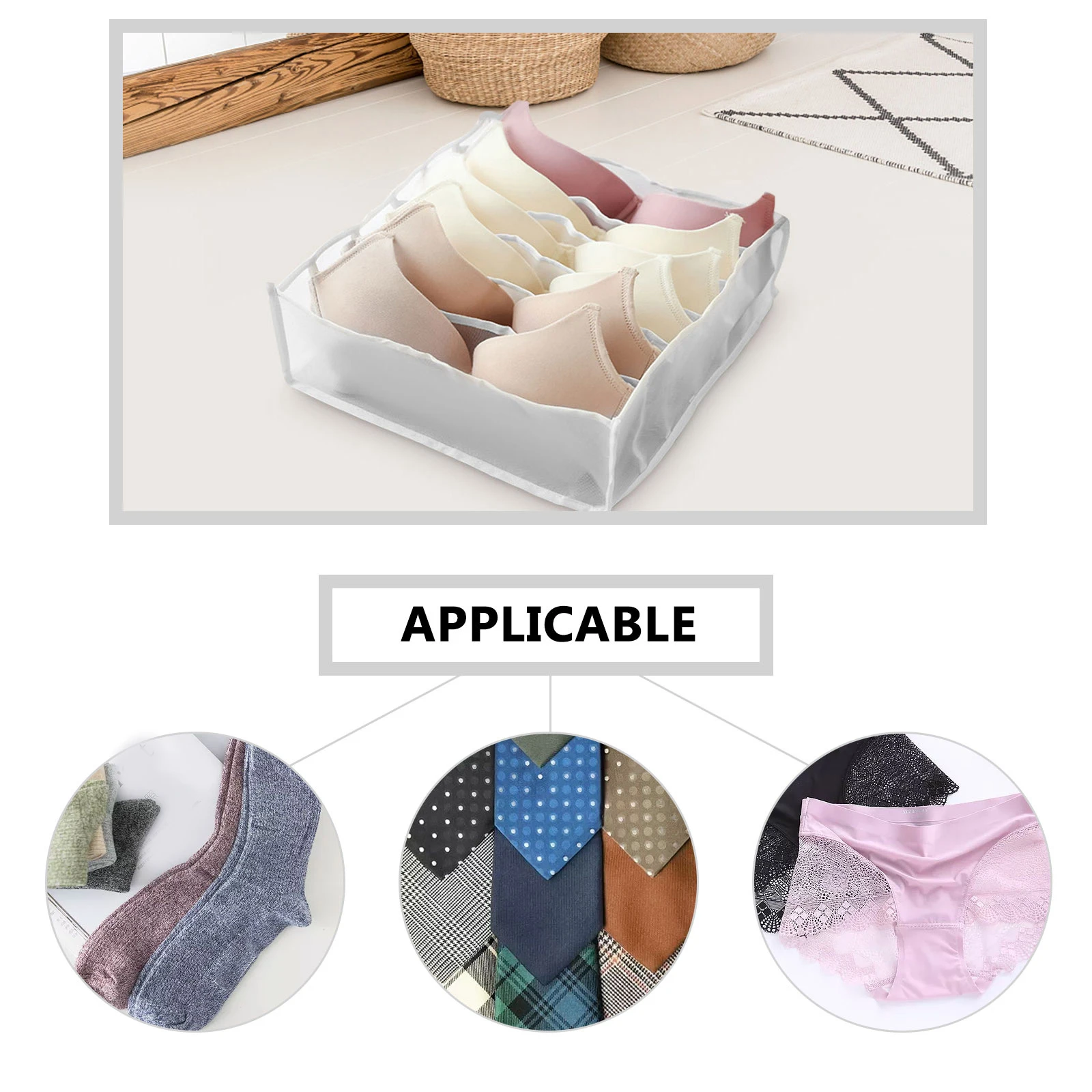 

Underwear ganizer Cloth Storage Box Sock Storage Boxes White Fabric Closet Wardrobe Drawer Cloth Box Household