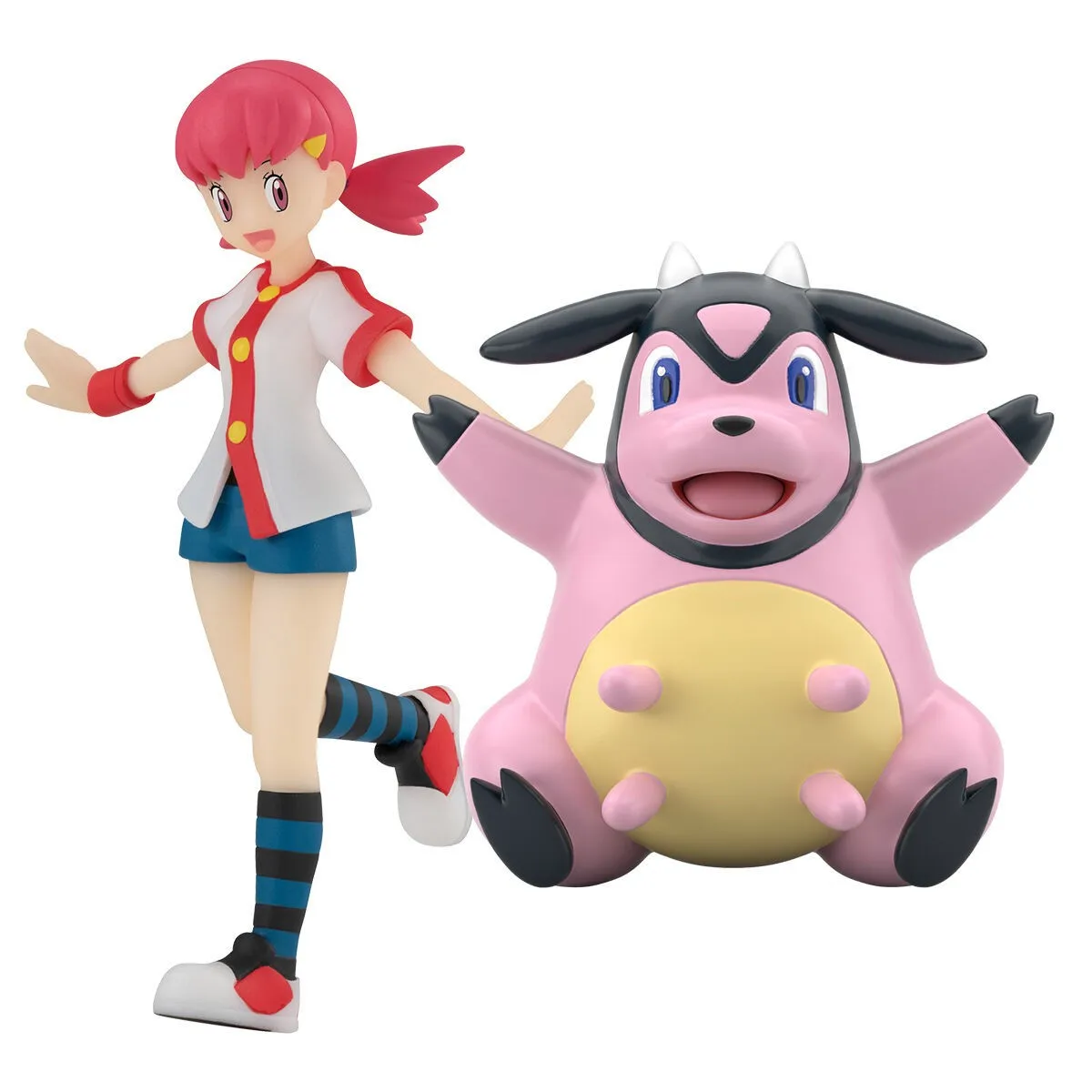 Original BANDAI Pokémon SCALE WORLD Miltank Whitney Akane Anime Figure Toys Pocket Monster Action Figurine Johto Region Doll