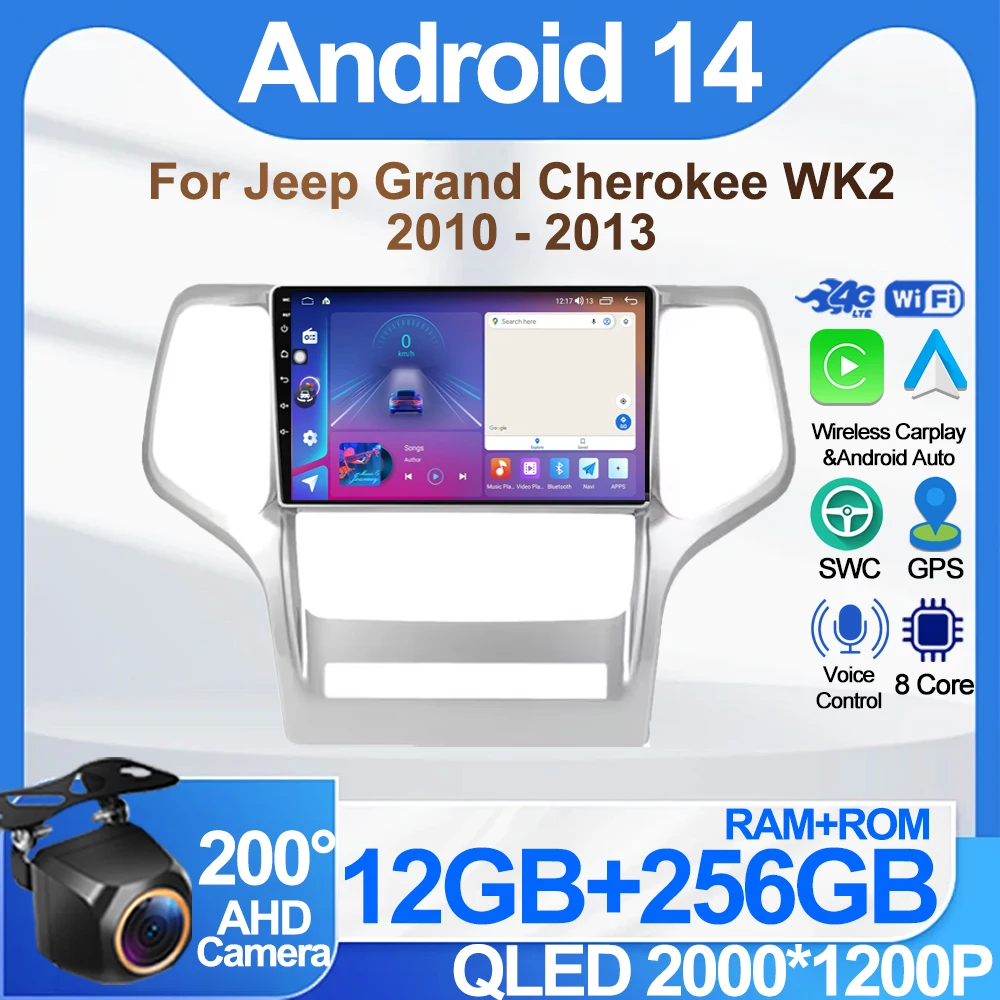 

Android 14 Car Radio For Jeep Grand Cherokee WK2 2010 - 2013 Multimedia Stereo Video Player Navigation WIFI 4G Carplay Auto 2Din